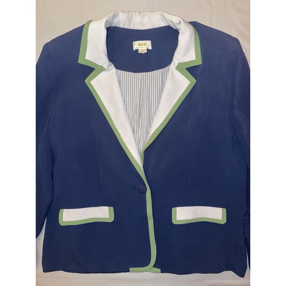Anthropologie Maeve Colorblock Blazer Blue Green White Size XL‎ - Picture 5 of 11